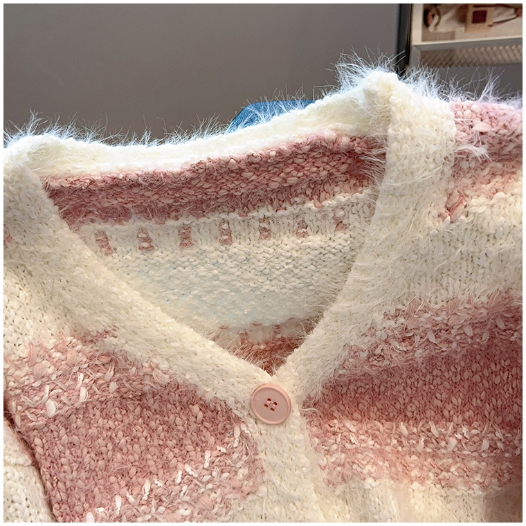 คาร์ดิแกนขนฟูลายขวาง ผู้หญิงน่ารัก แฟชั่นเกาหลี - รูปที่ 6