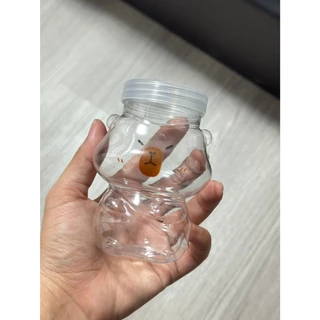 ขวดพลาสติก (PET) คาปิบารา300ml ฝาปิดใส ปากขวดกว้าง ขวดใส่ชา กาแฟ ขวดชาไข่มุก โยเกิร์ต ขวดน้ำผลไม้ เบเกอรี่