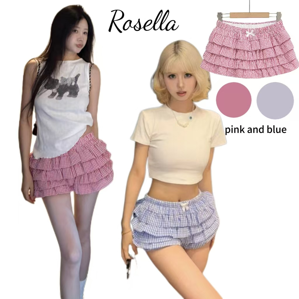 Rosella【สินค้าใหม่👗】กางเกงขาสั้นลายลูกไม้ปะติด เอวสูง กระชับสัดส่วนช่วงฤดูร้อน อเนกประสงค์และเซ็กซี่ ป้องกันการเปิดเผย