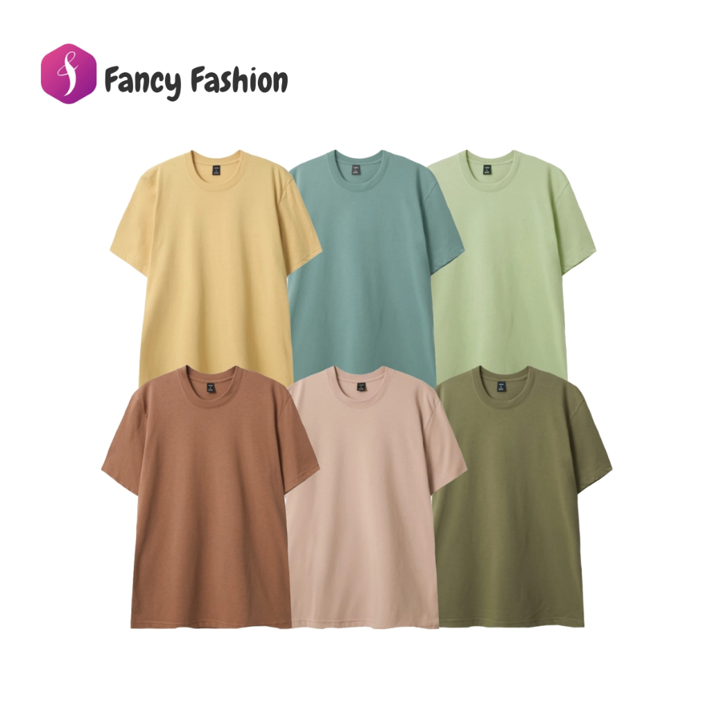 Fancy Fashion นุ่มพิเศษ ยืดหยุ่นแต่ไม่ย้วย ไม่ยับง่ายหรือเป็นขุย ไม่ต้องรีด เสื้อยืดสีพื้น เสื้อยืดคอกลม