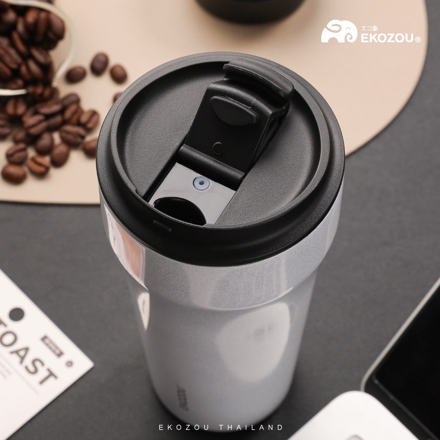 EKO Ceramic Cup ขนาด 480ml/16oz แก้วสแตนเลส 304 มาพร้อมหลอดเด้ง เคลือบเซรามิค เก็บได้ทั้งร้อน-เย็น ราคา ถูกที่สุด ดีลบีเคเค แกลเลอรีภาพที่ 4