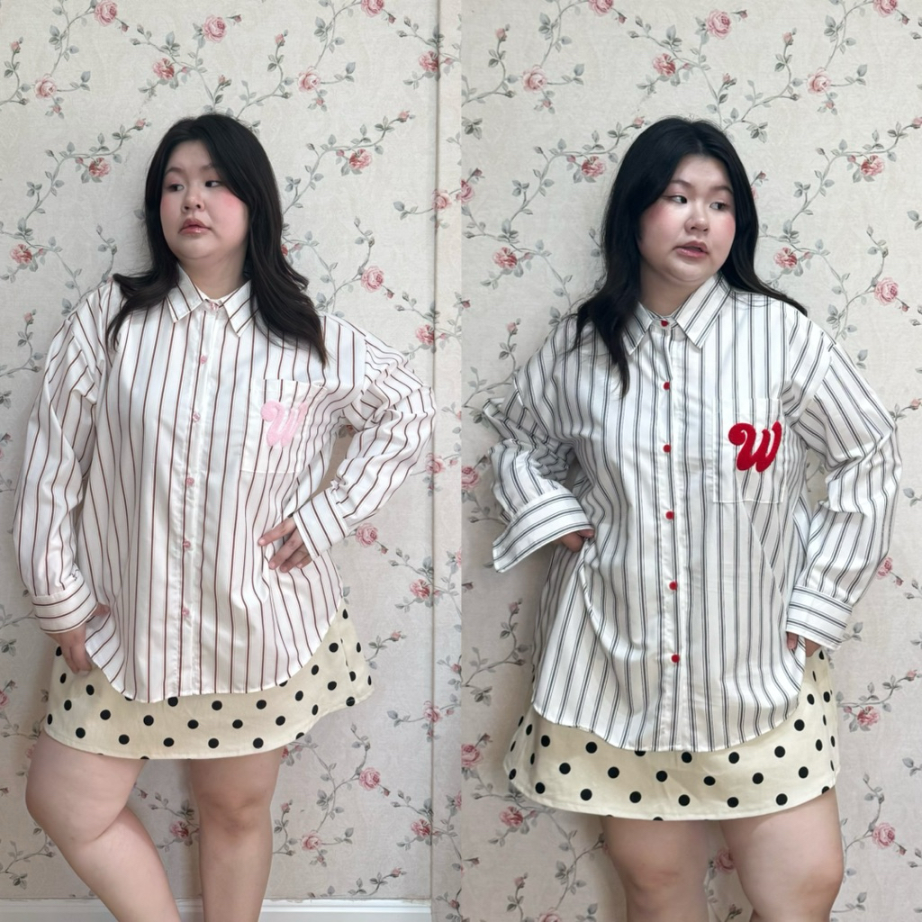 Tyla shirt เชิ้ตแขนยาวลายทางปักฟู Wendystore19