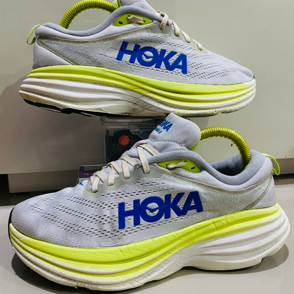 Hoka Bondi8🔥ไซร้42.5-270🔥หน้าเท้ากว้าง2eมือ2ของแท้100%🔥มือสองสภาพมีร่องรอยใช้งานมาบ้าง❤️สถาพตรงปกตาม