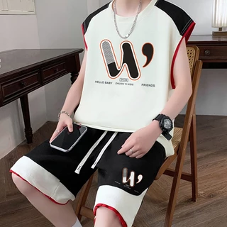 ชุดเสื้อแขนกุดเด็ก ชุดแฟชั่นเด็ก เนื้อผ้าบาง ทรงหลวม ลำลอง แห้งเร็ว พร้อมส่ง