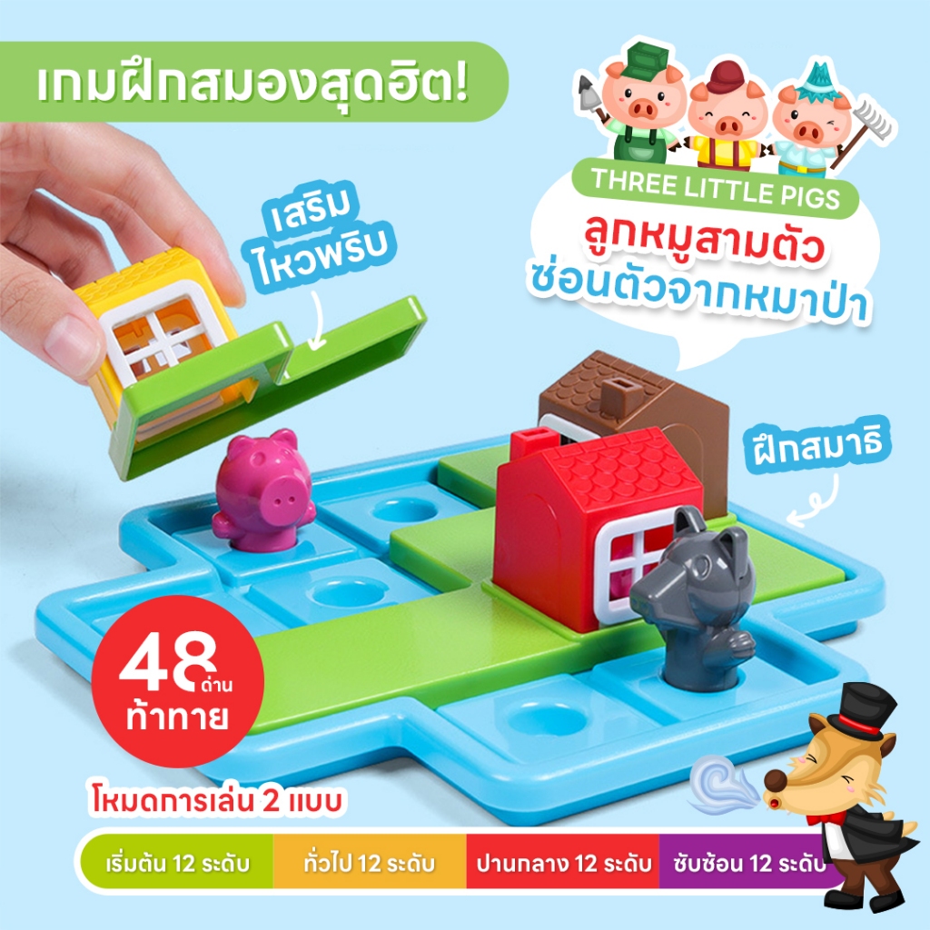 Three Little Pigs ลูกหมูสามตัว ซ่อนตัวจากหมาป่า เกมฝึกสมอง ฝึกตรรกะ ของเล่นเสริมพัฒนาการ สำหรับเด็ก