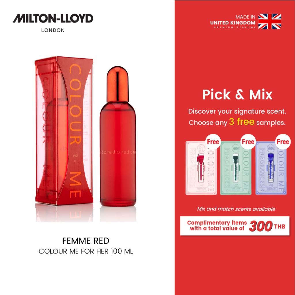 (ฟรี น้ำหอมพกพา) น้ำหอม MILTON-LLOYD COLOUR ME FEMME Red For Her EDP 100ml น้ำหอม พรีเมี่ยม นำเข้า จากอังกฤษ