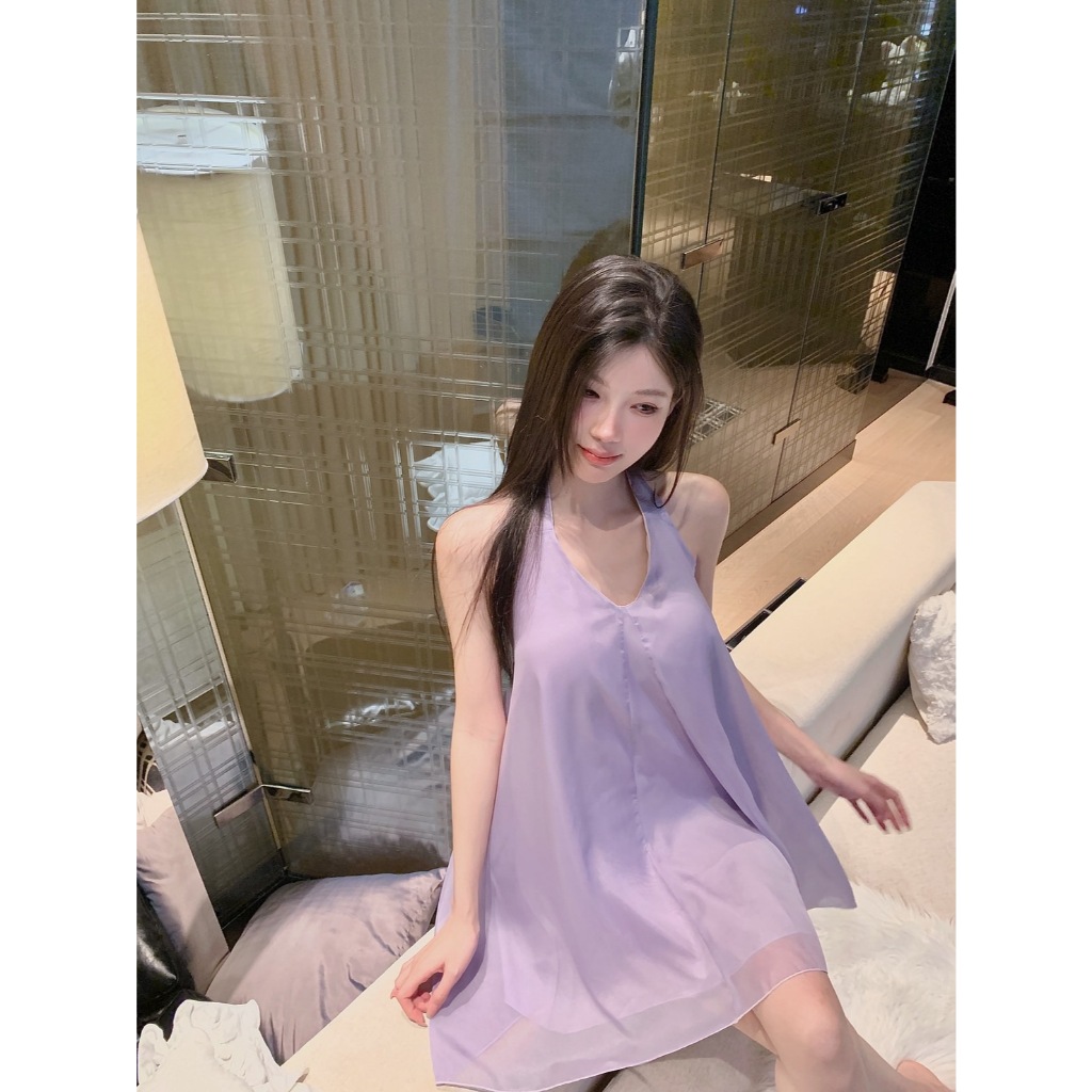 ชุดนอนผ้าไหมน้ําแข็ง ชุดนอนสไตล์ระดับไฮเอนด์ ทรงหลวมใส่แล้วดูสวยใส่สบาย#6831