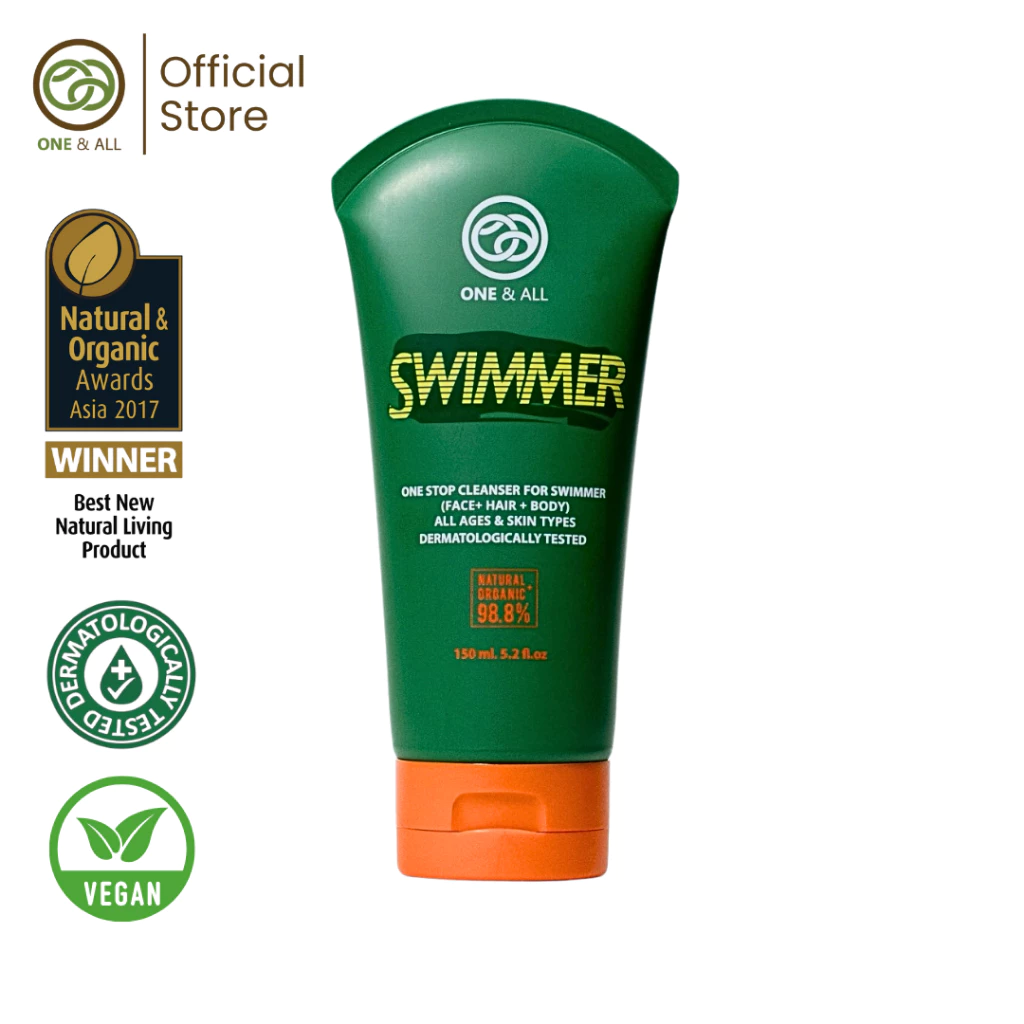 แชมพูล้างคลอรีน One & All Swimmer สบู่เหลว อาบน้ำ ล้างหน้า ล้างคลอรีน สำหรับนักว่ายน้ำ และกิจกรรมทางน้ำ