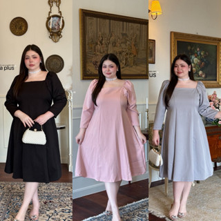 (LD) เดรสคอเหลี่ยม แขนกึ่งยาว เรียบหรู ไฮโซมาก ใส่ออกงานหรือ…