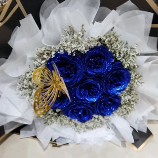 ช่อดอกกุหลาบกลิตเตอร์ 7 ดอก ความหมายดีมากๆ พร้อมส่ง