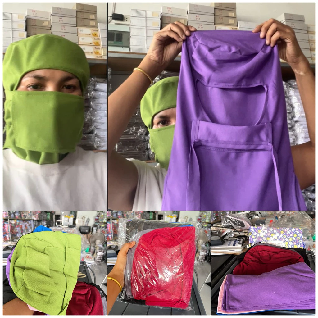 หมวกโม่ง มีผ้ายกขึ้นมาปิดจมูก มี6ใบ/แพ็ค(113)