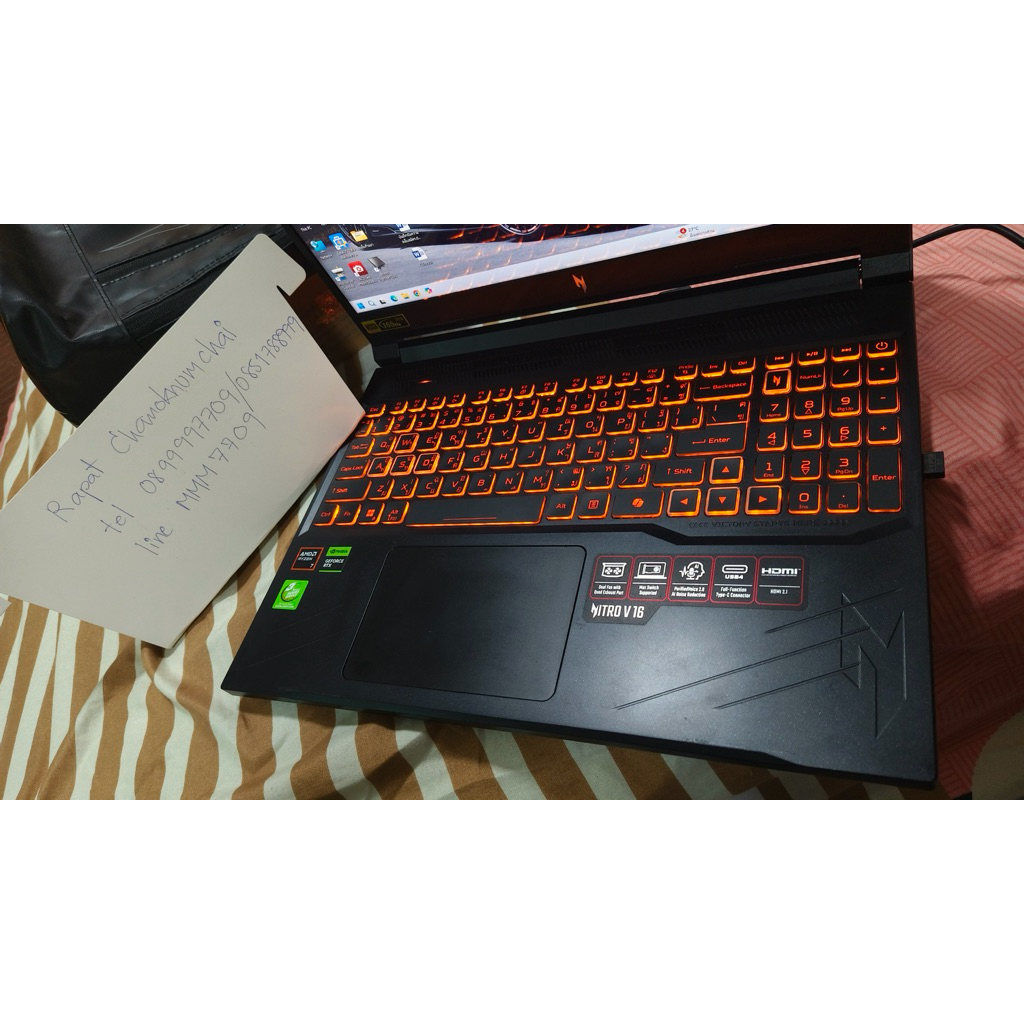 Gaming Notebook Acer Nitro V 16 RTX 4060 SSD512 RAM 16GB ยกกล่องประกัน 2 ปีกว่า