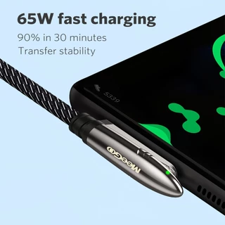 MEEGOO สายชาร์จเร็ว ข้อศอกโลหะผสมสังกะสี PD65W รองรับการส่งข้อมูล เหมาะสำหรับการชาร์จขณะเล่นเกม