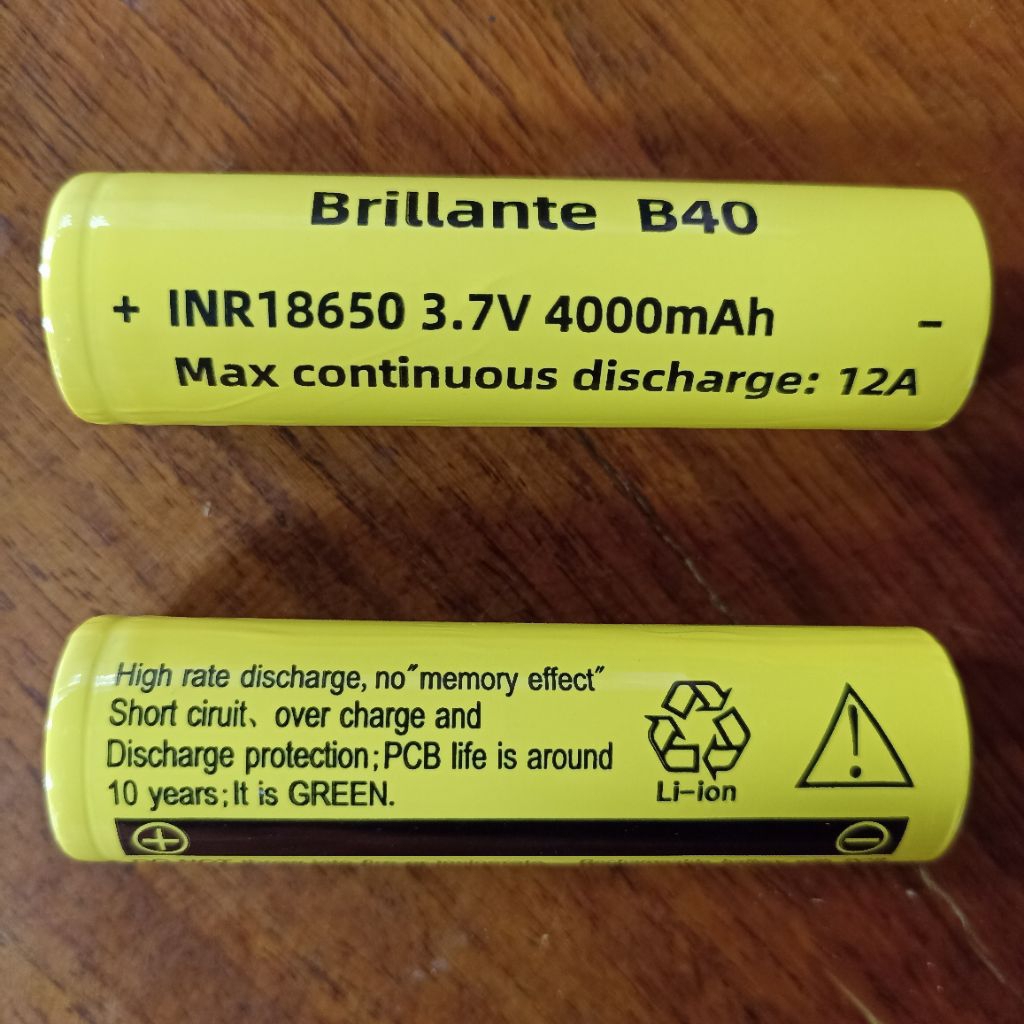 Brilliant B40 18650 4000mAh 12Aสำหรับไฟฉายและอุปกรณ์อื่นๆ