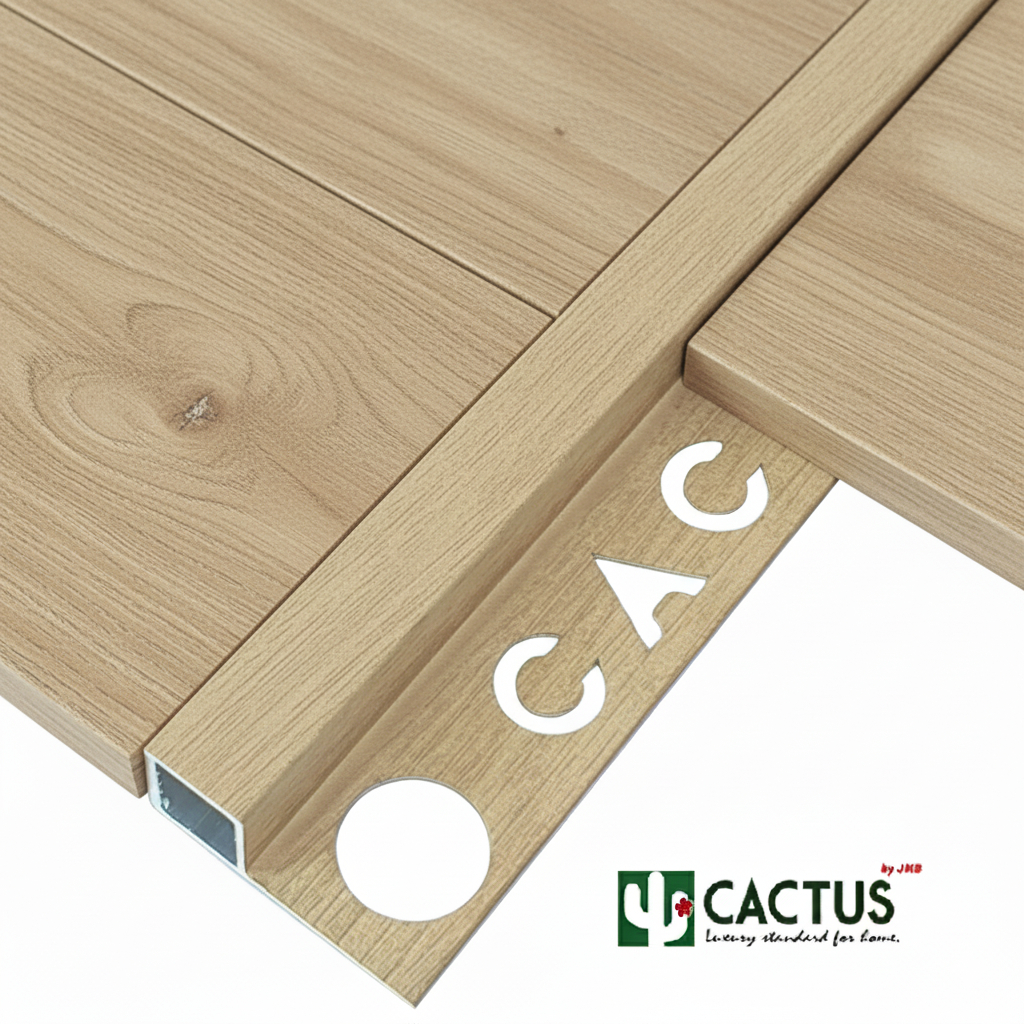 CACTUS คิ้วกระเบื้องอลูมิเนียมลายไม้แบบเหลี่ยม ขนาด 13mm. / 10mm. ความยาว 2m. 3สี *New Products*