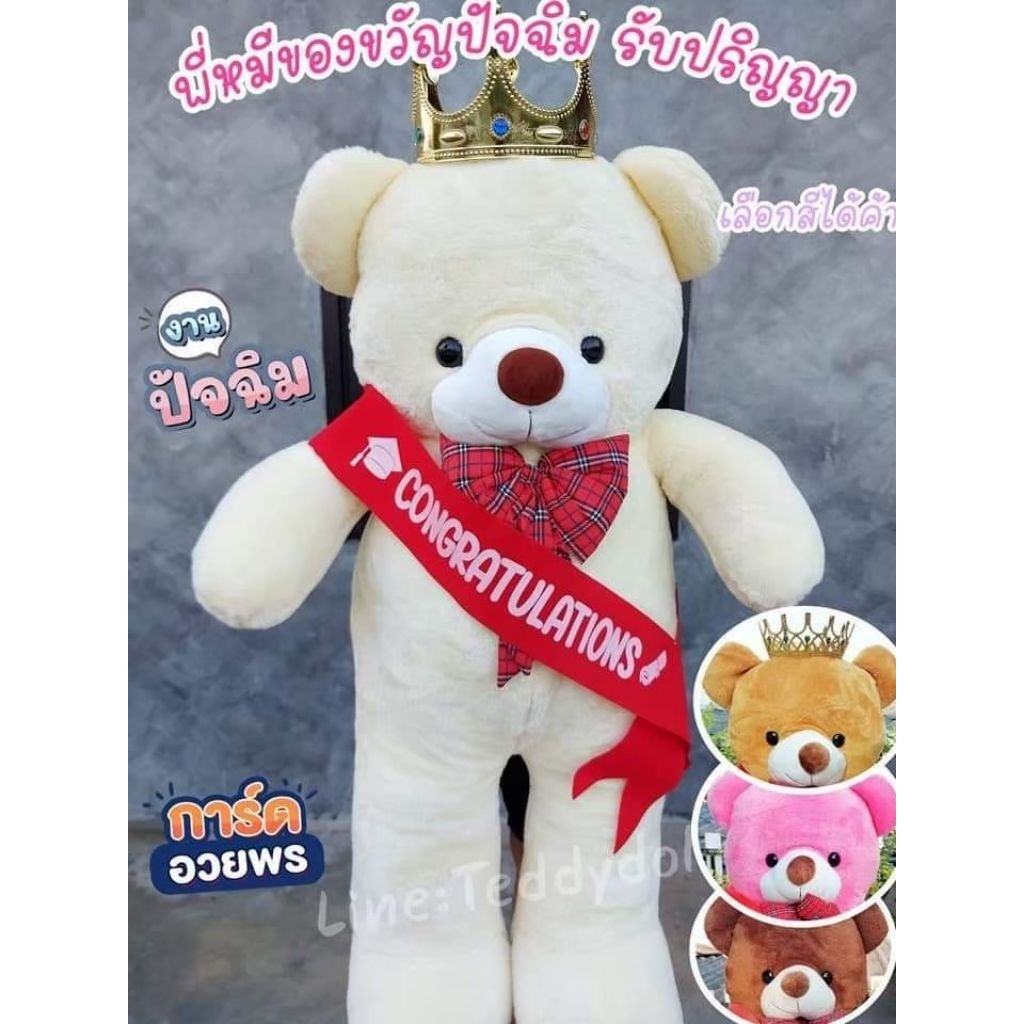 ตุ๊กตาหมี🐻🎓รับปริญญาปัจฉิม ✅️สายสะพายขอบทอง🎓 🎉ของขวัญวันเรียนจบ แสดงความยินดี