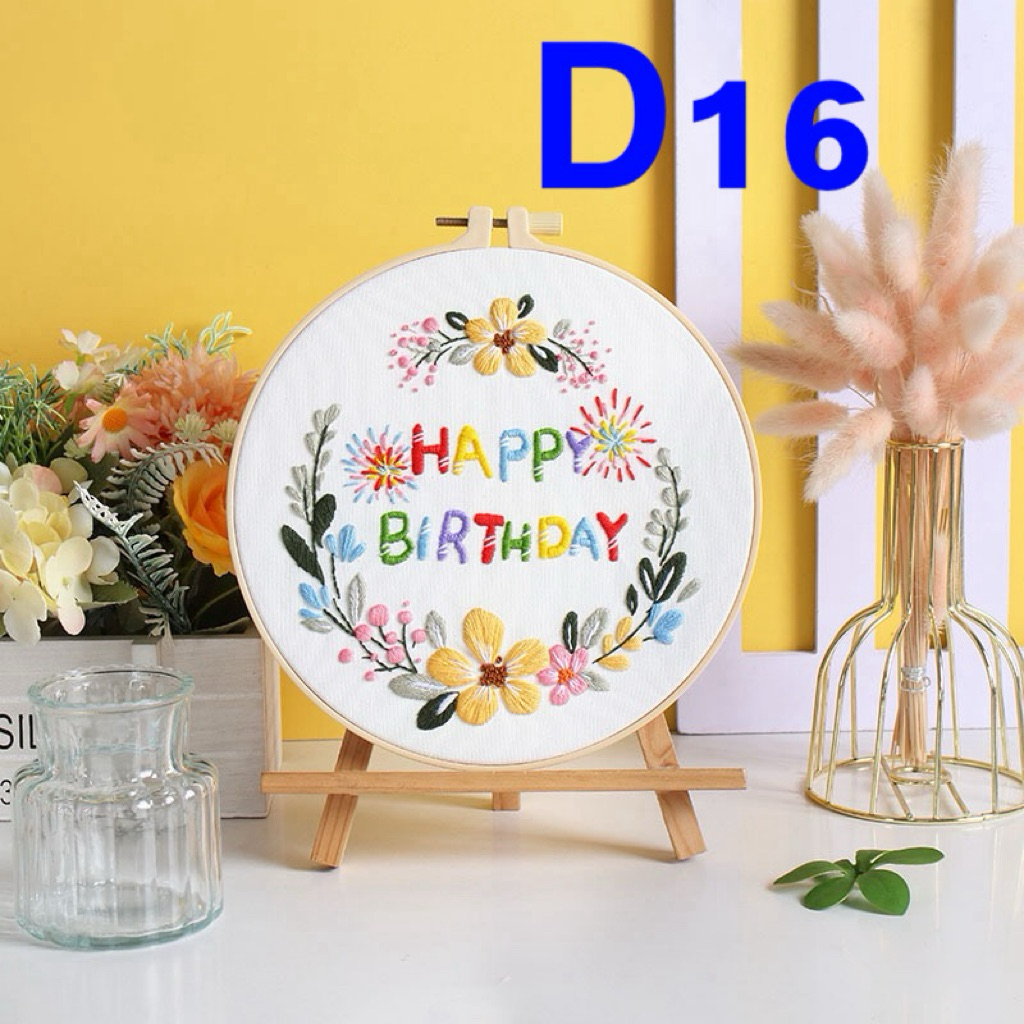 ❤️สอนฟรี ชุดปักผ้า DIYลายHBD และขนม อุปกรณ์ครบ Embroidery kit ส่งจาก กทม.
