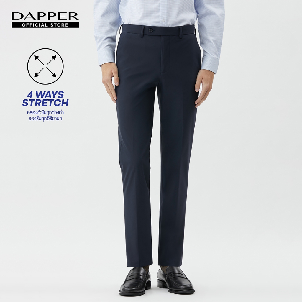 DAPPER กางเกงขายาว 4 Ways Stretch ทรง Slim-Fit สีกรมท่า (TB9/NA/687SP)