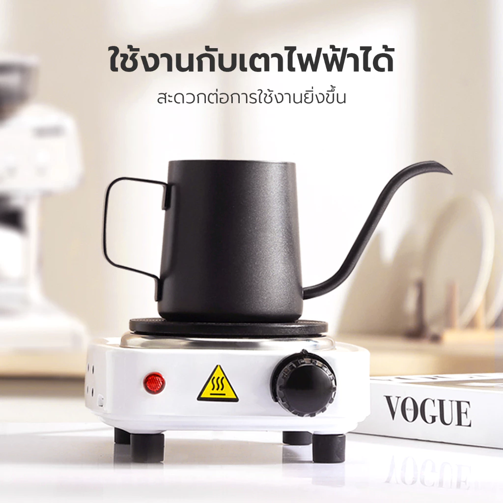 กาดริปกาแฟ ดริปเปอร์กาแฟ กาดริปพร้อมฝาปิด Coffee kettle 350ml 600ml  ชงชา กาแฟสด กาดริป ใช้กับเตาไฟฟ้าได้ Deebillion thumbnail 5