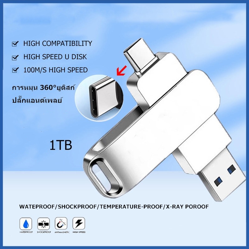 แฟลชไดรฟ์ Type-C 1TB OTG USB3.0 โลหะ ความเร็วสูง สำหรับมือถือ Android คอมฯ