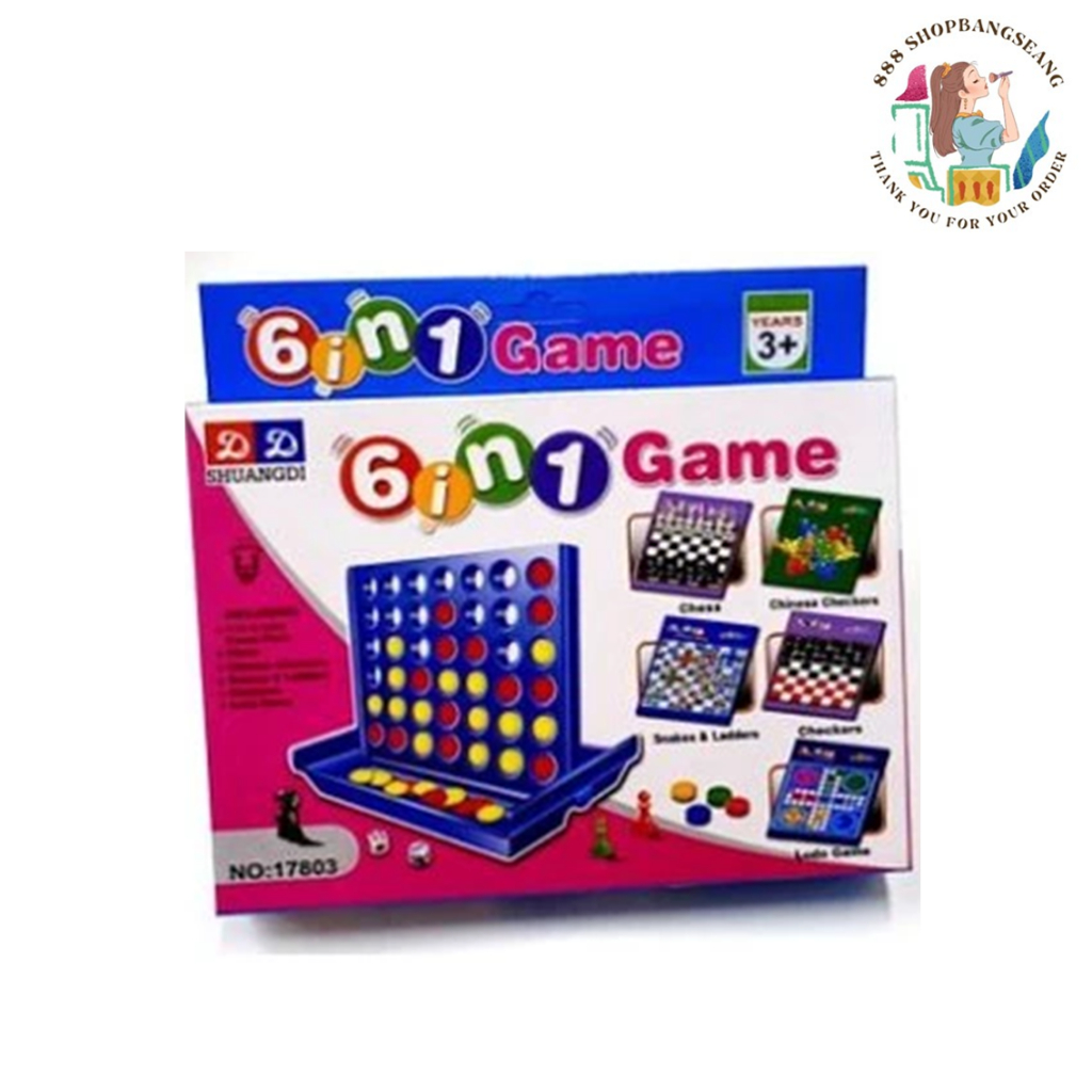 BO085-ST60 6 in 1 สุดคุ้ม พร้อม เกมบันไดงู 4 in line bingo เกมส์ หยอดเหรียญ บิงโก หมากฮอส หมากรุก หมากรุกจีน ludo