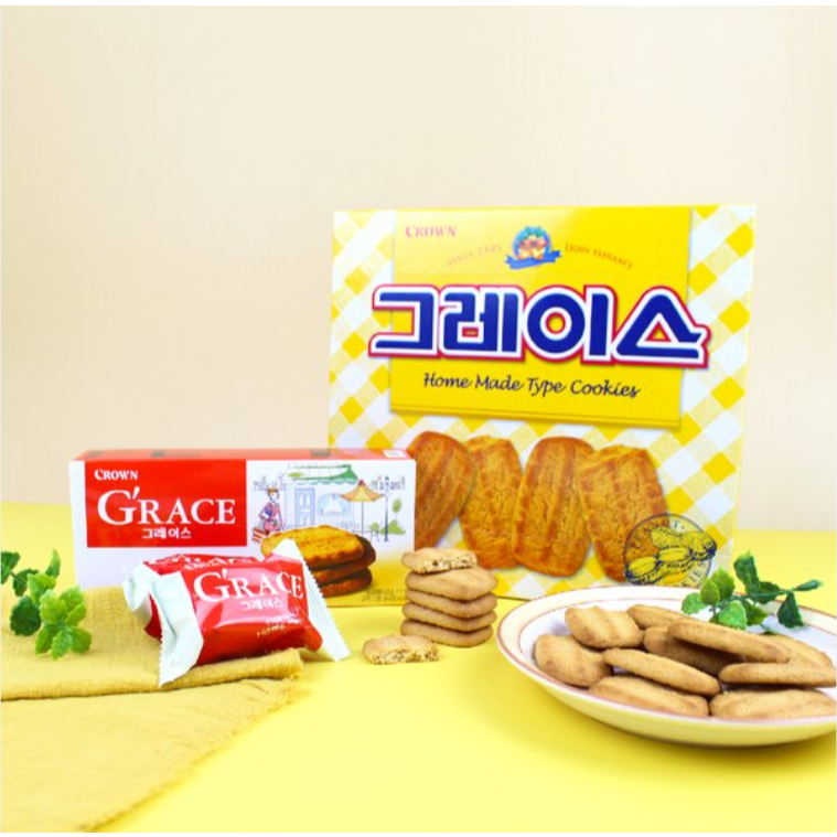 คราวน์ บิสกิตแท่งรสถั่ว CROWN GRACE BISCUIT 크라운 그레이스