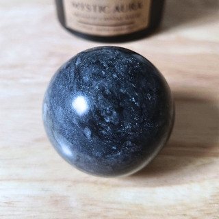 หินหยกดำแท้ ขนาด 5 ซม. ทรงกลม สำหรับปกป้องพลังงานลบ เสริมสมา…