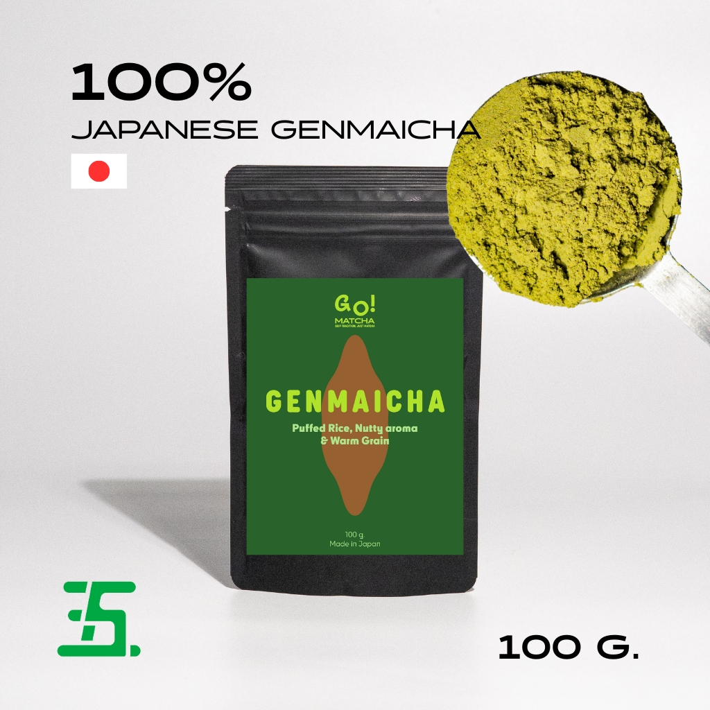 Go Matcha (Genmaicha Powder) เกรดพรีเมียม จากญี่ปุ่น 100% | เกนไมฉะ ชาเขียวผสมข้าวคั่วญี่ปุ่น