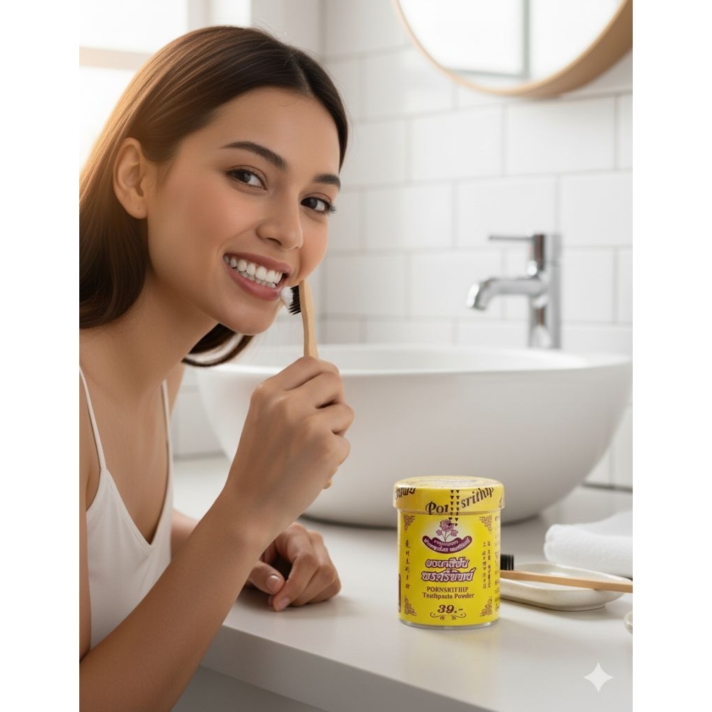 ผงยาสีฟันพรศรีทิพย์ Pornsrithip Tooth  Powder  Herbs รับประกันของแท้100%