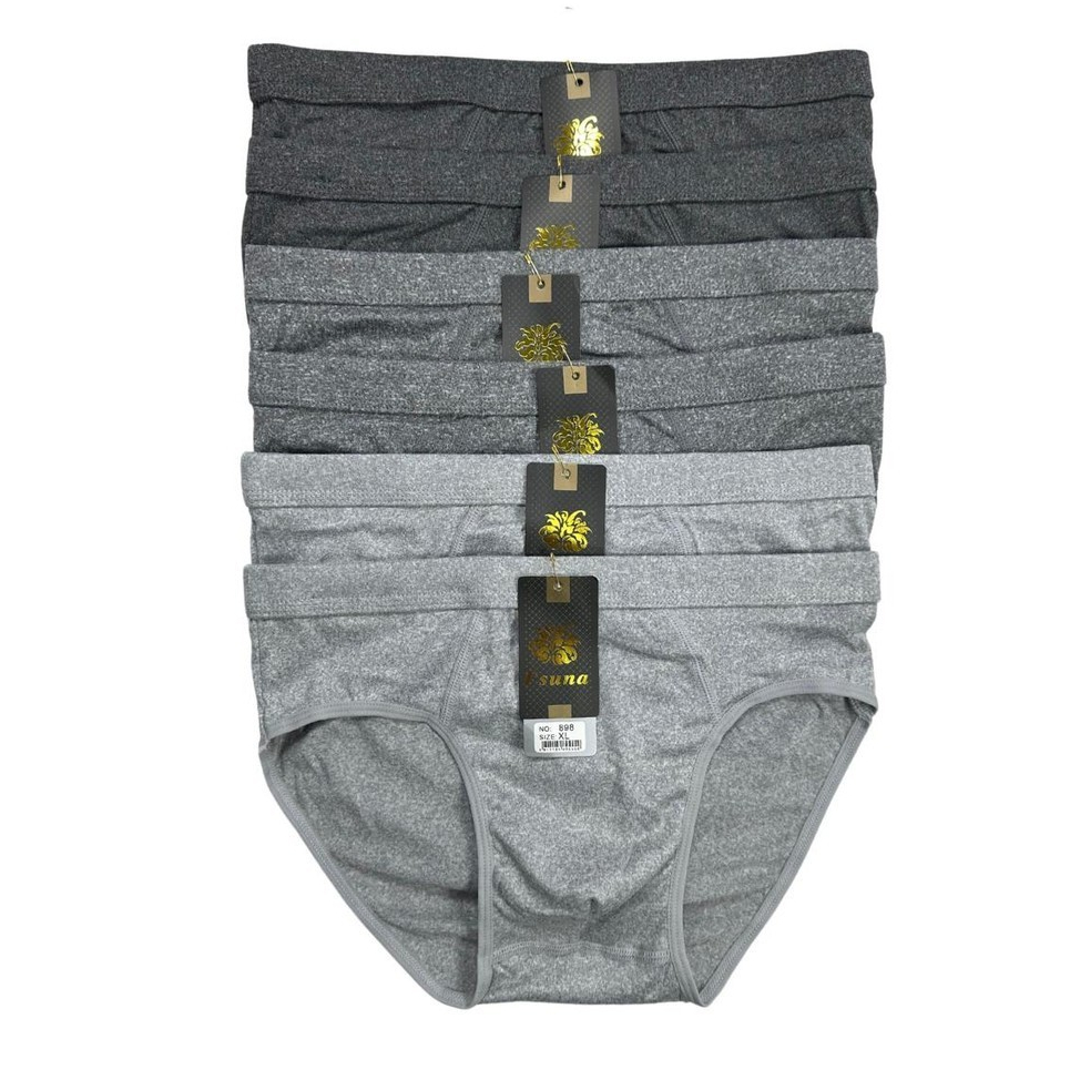 ESUNA No.838#  กางเกงในชาย คละสี เทาดำ มีไซส์ M,L, XL,2XL,3XL,4XL ขาเว้า เป้าสองชั้น เนื้อผ้านิ่ม