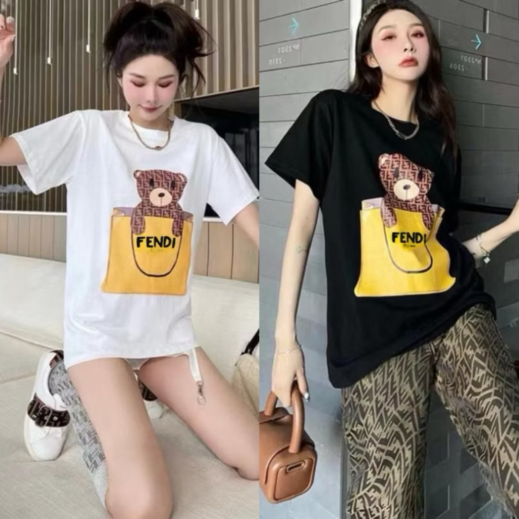 🌟STF_SHOP🌟เสื้อยืด แขนสั้น คอกลม งานขอป้าย ลายน้องหมี งานผ้าคอตตอน ลาย unisex ใส่ได้ทั้งหญิง-ชาย