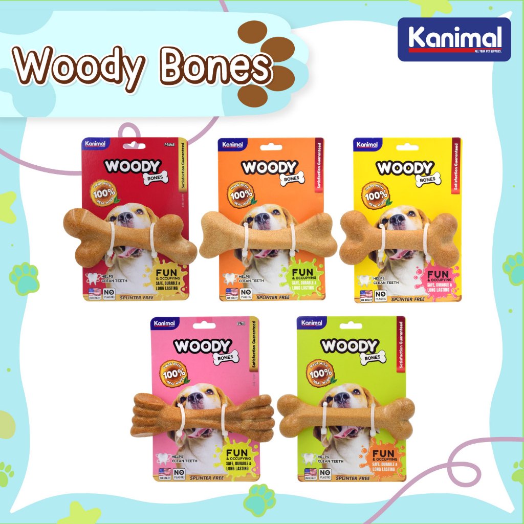 Kanimal Woody Bones ของเล่นสุนัข ของเล่นไม้ รูปกระดูก ช่วยขัดฟัน สำหรับสุนัขทุกสายพันธุ์ Size M (1 ชิ้น/แพ็ค)