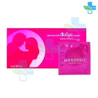 Honeymoon Valentine ถุงยางอนามัย ฮันนีมูน วาเลนไทน์ ขนาด 52 มม. บรรจุ 100 ชิ้น [1 กล่อง สีแดง] JJ 5262 ถุงยาง Condom