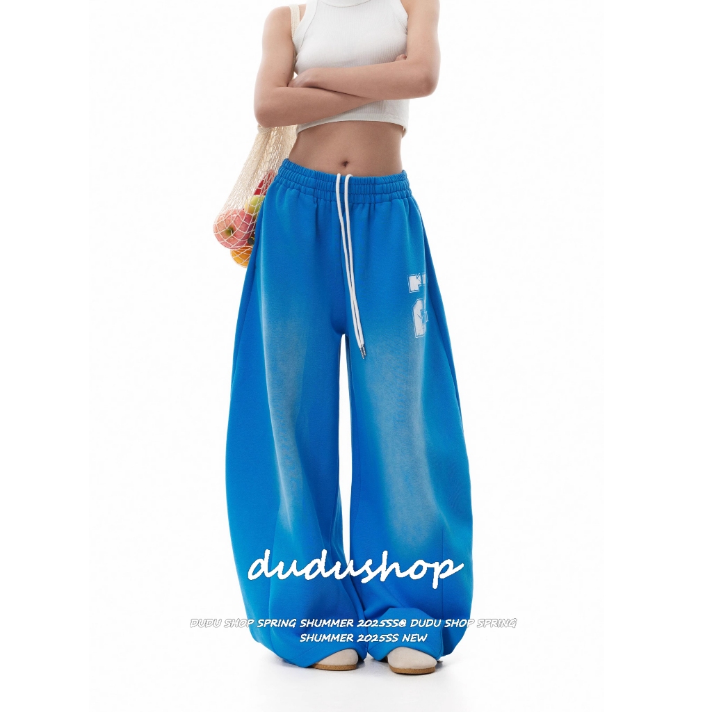 [Hip-hop print contrasting street dance wide-leg pants]กางเกงขากว้างเอวสูงพิมพ์ลายฮิปฮอปสไตล์สตรีทสีตัดกันสำหรับผู้หญิง