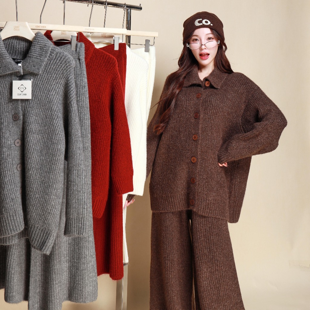 CO1061 Knit Button Set COAT OVER