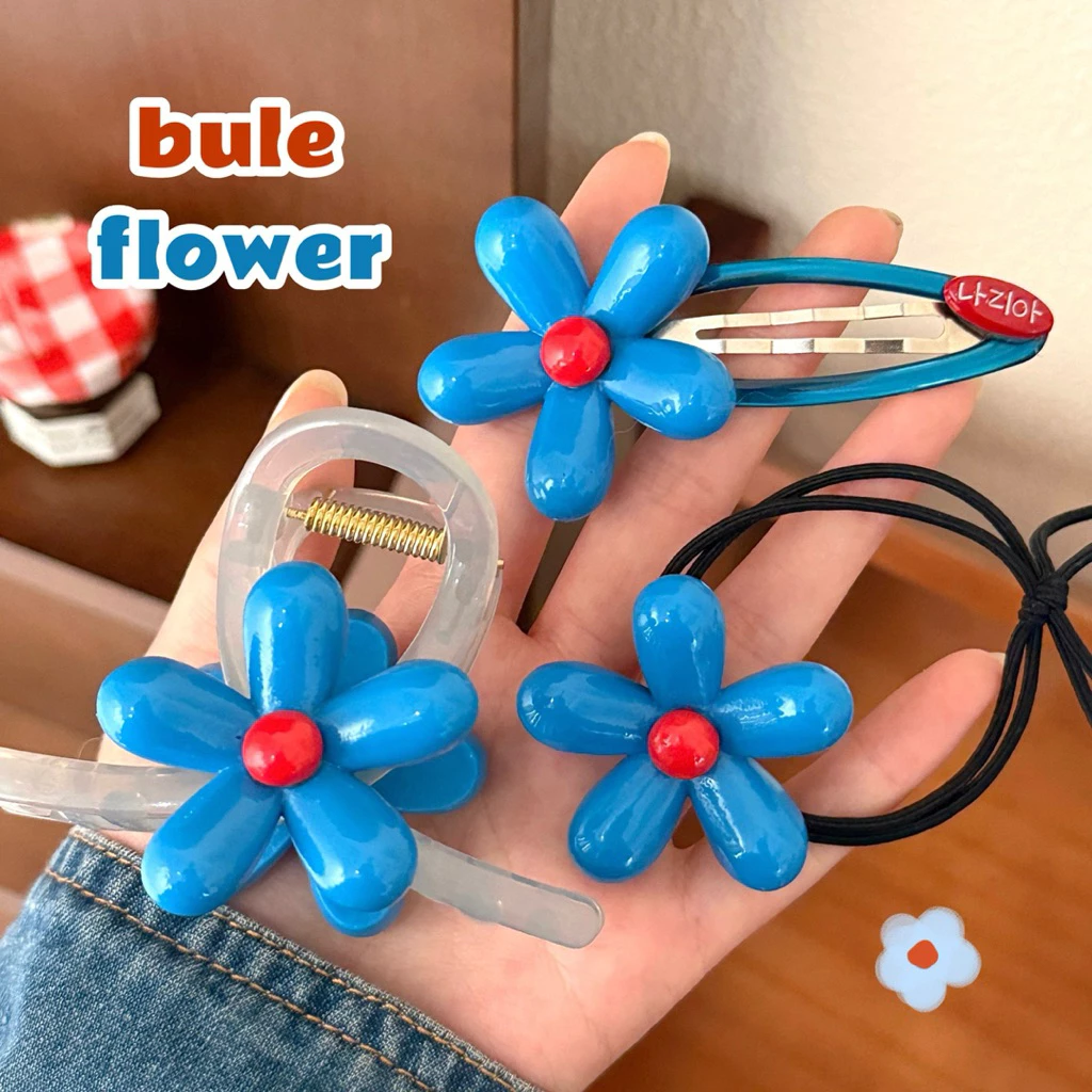 Cute 397 กิ๊บติดผม กิ๊บหนีบผม ดอกไม้สีฟ้าสไตล์เกาหลี ราคา/1ชิ้น