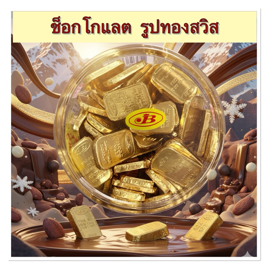 ช็อคโกแลต รูปทองสวิส บรรจุ 60 เม็ด ต่อกระปุก