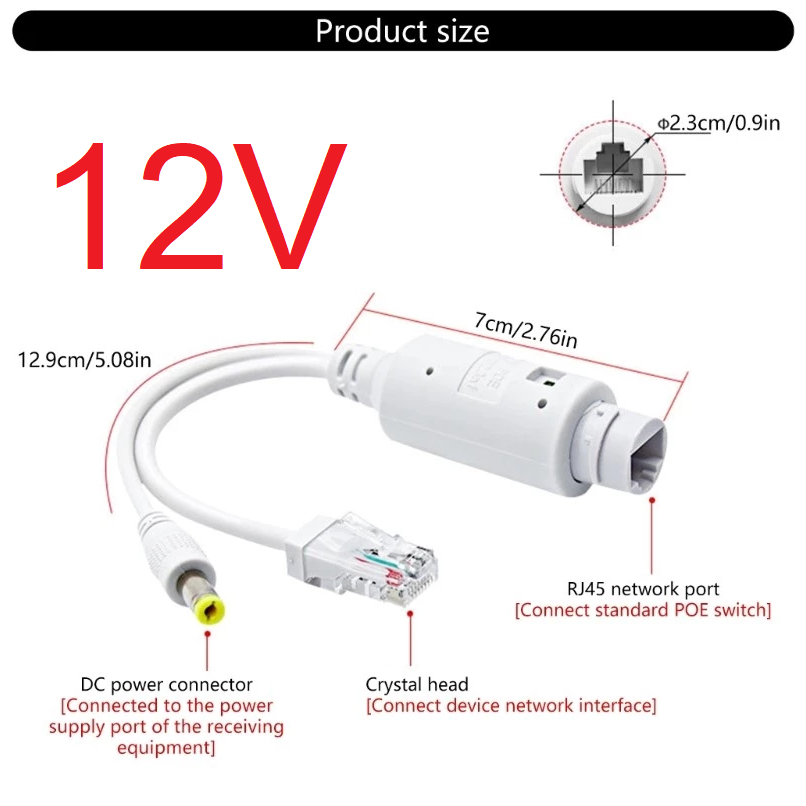 48V to 12V PoE Splitter (10/100) แบบกันน้ำ