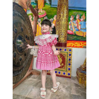 ชุดไทยเดรสลูกสาว🌸 ตกแต่งด้วยลูกไม้สวย น่ารักมาก🌸