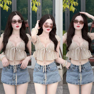 เสื้อครอบปแขนตุ๊กตาสายกุ้นหน้าผูกโบว์ (พร้อมส่งในไทย)(สผ1)