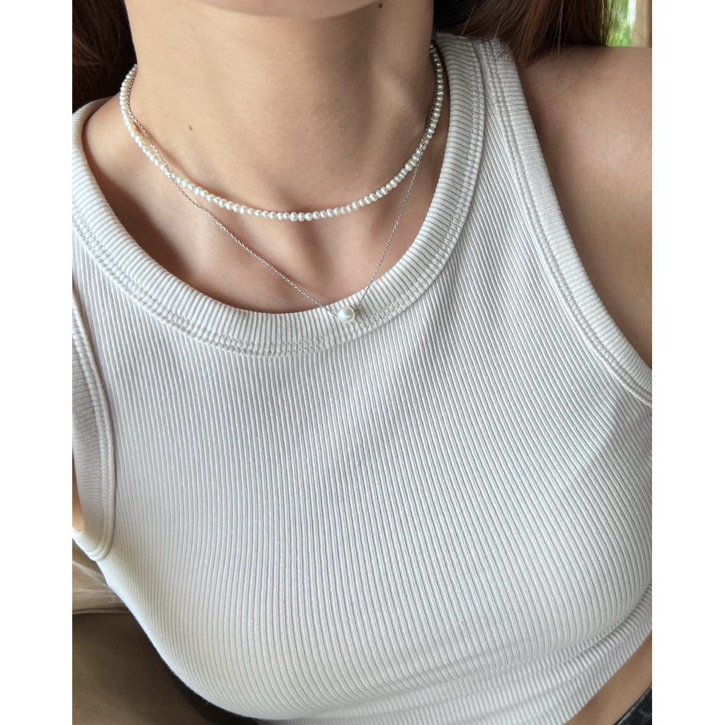 เซ็ตสร้อยคอ 2 เส้น ในรูป นางแบบใส่ 14นิ้ว และ 16 นิ้ว