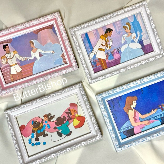 (พร้อมส่ง) ภาพพร้อมกรอบรูป — 🐭 ดิสนีย์ ซินเดอเรลลา หนู แม่เลี้ยง แมวลูซิเฟอร์ Disney Cinderella Lady Tremaine Lucifer