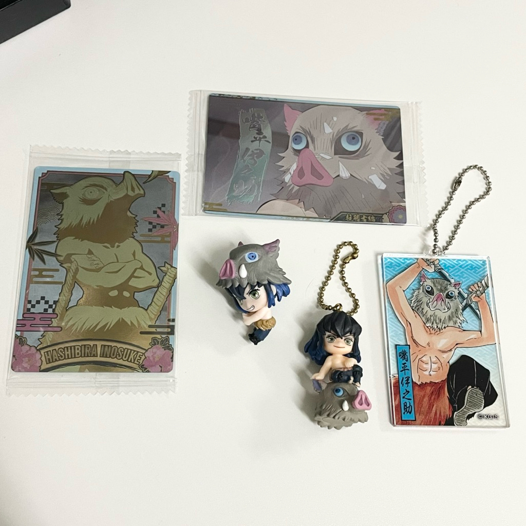 (พร้อมส่ง/มือ2/ของแท้) รวมงาน Demon Slayer - Set Hashibira Inosuke อิโนะสุเกะ keychain + wafer card
