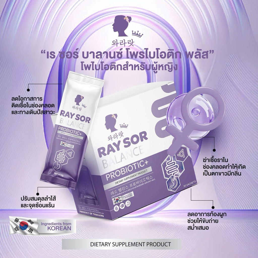 (1กล่อง) Ray sor balance probiotic เร ซอร์ บาลานซ์ โพรไบโอติก พลัส