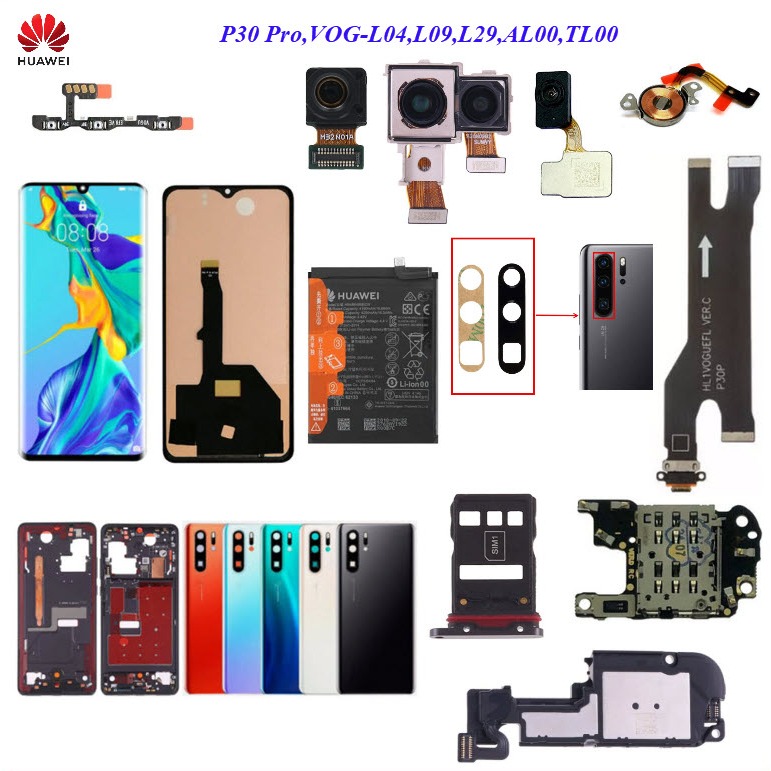 อะไหล่มือถือ Huawei P30 Pro,VOG-L04,L09,L29,AL00,TL00/สายแพร/กระจก/บอดี้/ถาดใส่ซิม/ลำโพงหูฟัง/กระดิ่ง/แบต HB486486ECW