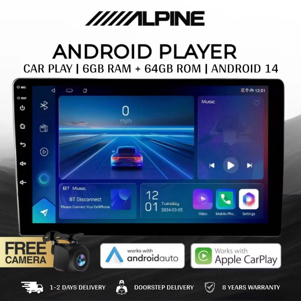 【6GB RAM + 64GB ROM】ALPINE⭐Android Car Player 7″ 9″ 10″ Android 14 พร้อมระบบระบายความร้อนคู่