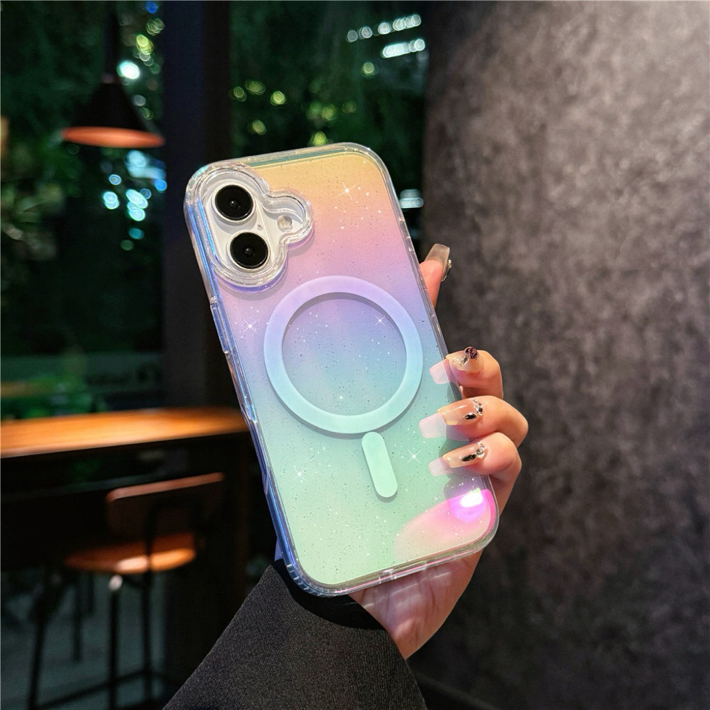 เคสแม่เหล็ก สีรุ้งใสประกายกากเพชร รองรับการชาร์จแบบไร้สาย ราคา ถูกที่สุด ดีลบีเคเค แกลเลอรีภาพที่ 6