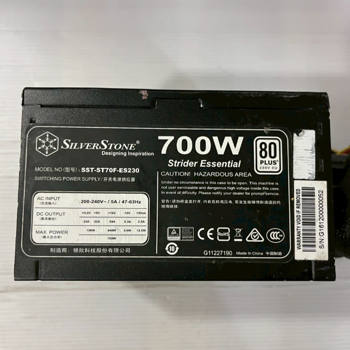 PSU อุปกรณ์จ่ายไฟ SILVERSTONE ESSENTIAL 700W 80 PLUS