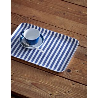 Fog Linen Work ถาด Linen Tray White Blue Stripe