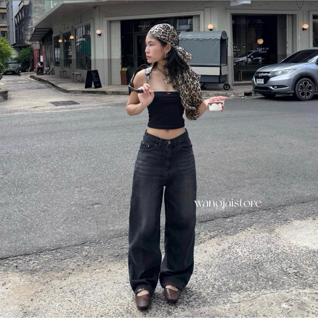 (ส่งต่อ)Wangjai-Rolls Jeans  กางเกงยีนส์ทรงกระบอกวินเทจ 🫐